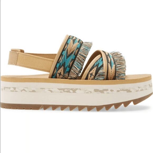 Teva Flatform Ceres Sandals in Double Diamond Teal Blue Size 7 ; 8 ; 9 new - Picture 5 of 15